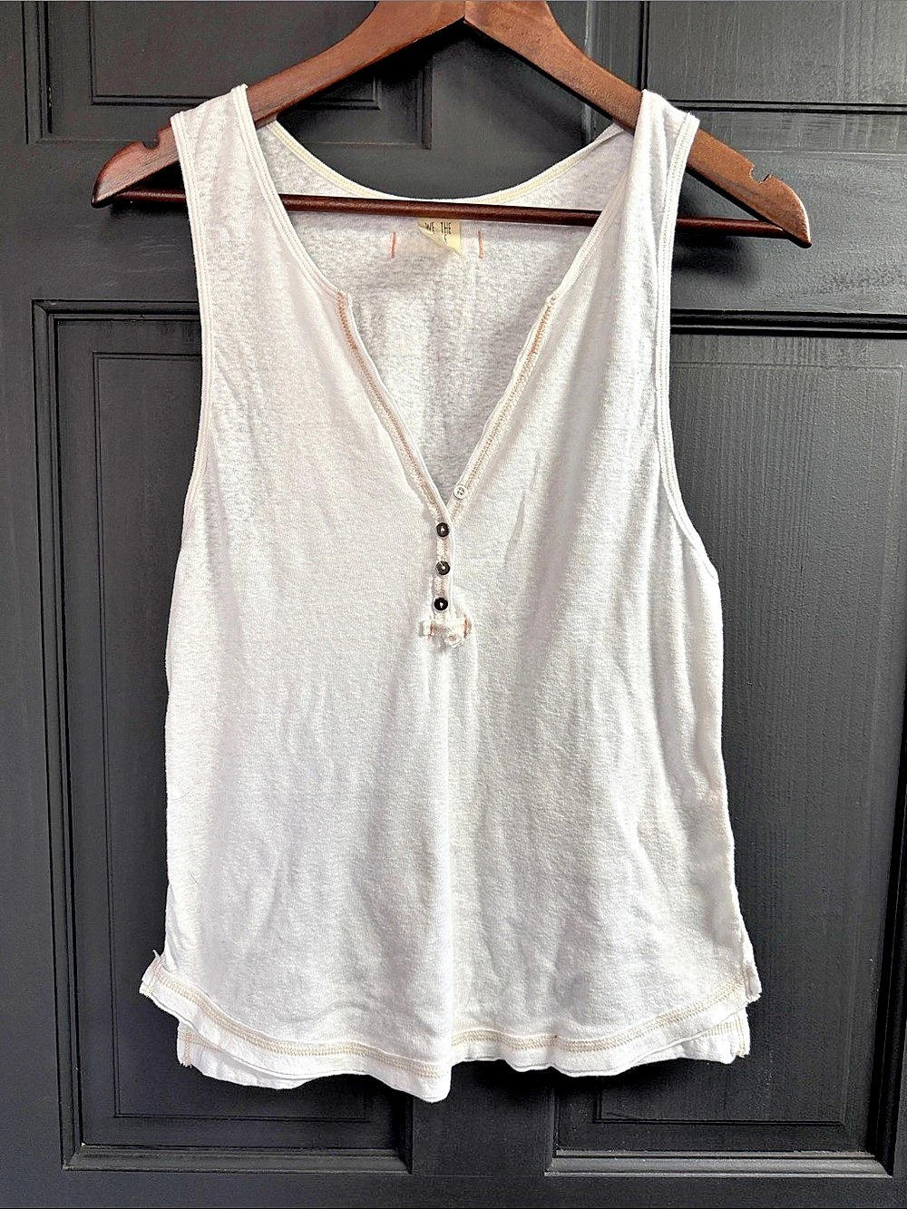We The Free Jamie Henley Tank Linen Top White Medium